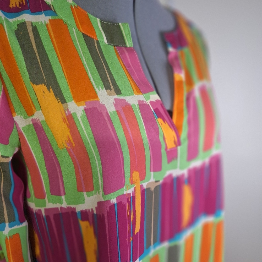Cato Multicolor Brushstroke Blouse - image 4